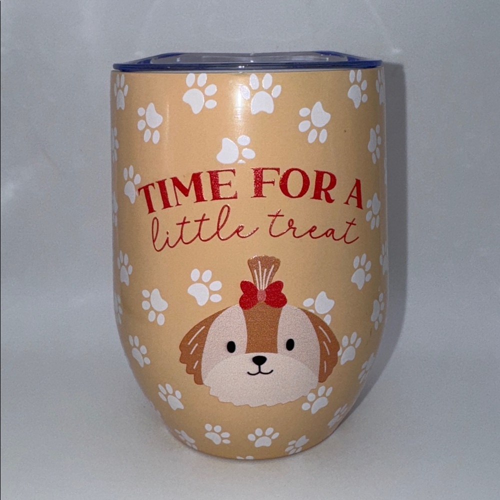 Time For A Little Treat 12 oz. Dog Wine Tumbler Bella Bug